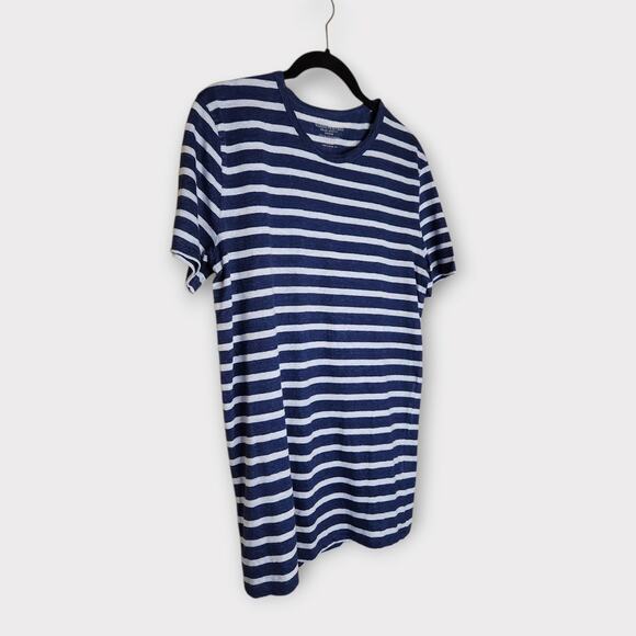 NEW Majestic Filatures Womens Blue White Stripe Deluxe Linen Tee Sm Soft Touch - Picture 2 of 8